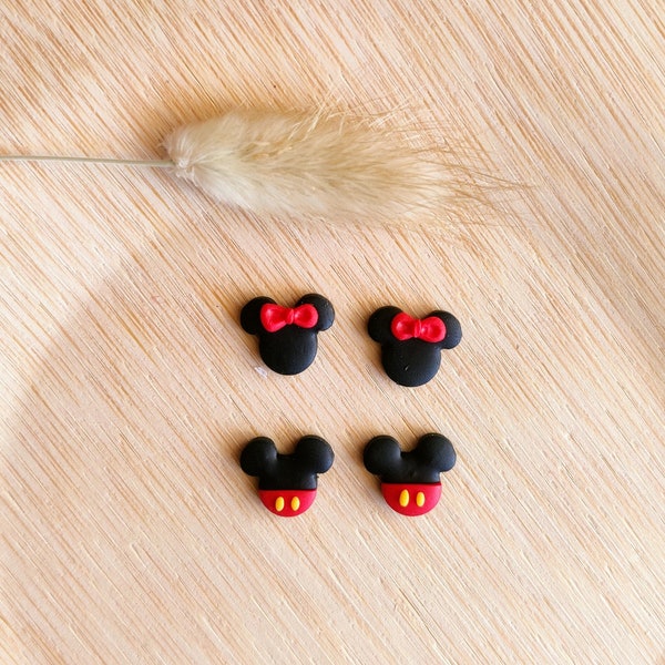 Mickey Mouse earrings, Minnie Mouse, studs, polymerclay, clay, cute earrings, earring, mickey, mouse, minnie, minnie mouse, mickey mouse