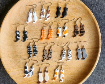 Handmade Polymer Clay Cat Earrings: Unique Kitten Jewelry