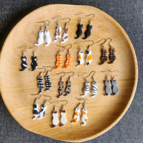 Handmade Polymer Clay Cat Earrings: Unique Kitten Jewelry