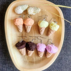 Eis Ohrringe, Anhänger, polymerclay, Ton, süße Ohrringe, Ohrring, Ohrhänger, Eis, Sahne, Eis, Eis am Stiel, Kegel, Geschenk, Original