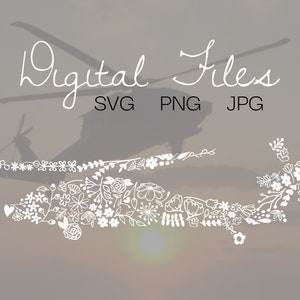 Floral H60 Black Hawk Helicopter Aircraft Digital Download