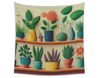 Plant Shelf Printed Wall Tapestry
