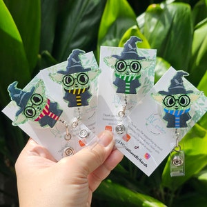Baby alien wizard badge reel, magical alien badge reel