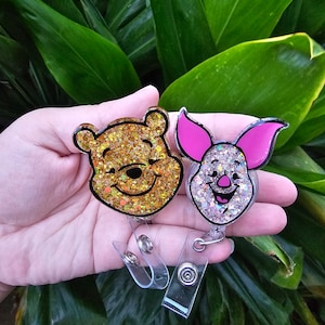 Carrete de insignias de oso de miel de dibujos animados, carrete de insignias de cerdito bebé de dibujos animados