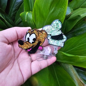 Green goof hat badge reel, Dog planet badge reel