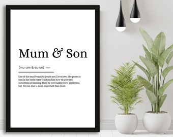 Mum & Son Definition Print, Wall Art Prints, Mum And Son Art, Mum And Son print, Mum And Son Poster, Mum And Son Art, Mum And Son Definition