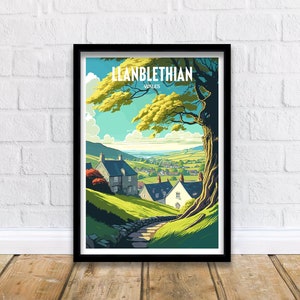 Llanblethian Travel Print Wall Art Llanblethian Wales Wall Hanging Home Decoration Llanblethian Wales Gift Art Lovers Art Llanblethian Wales
