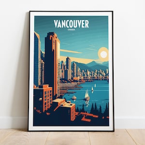 Vancouver Canada Travel Print | Vancouver Travel Art | Canada City Travel Print | Vancouver Travel Print | Sunrise City Travel Poster