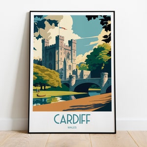 Cardiff Wales Reise-Druck Wandkunst Cardiff Castle Wales Reise Poster Geschenk für Wales Landschaft Wandkunst Cardiff Wandkunst Geschenk für Cardiff Kunst