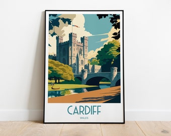 Cardiff Wales Travel Print Wall Art Cardiff Castle Wales Travel Poster Gift For Wales Scenery Wall Art Cardiff Wall Art Gift For Cardiff Art