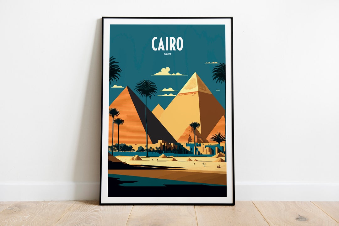 Cairo Egypt Pyramid Travel Print | Pyramids of Giza Travel Art | Egypt ...