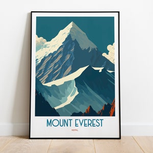 Mount Everest Nepal Travel Print | Mount Everest Travel Art | Nepal Mountains Travel Print | Snowy Mountains | Everest Travel Poster