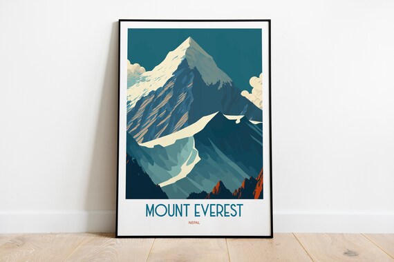Mount Everest Nepal Travel Print | Mount Everest Travel Art | Nepal Mountains Travel Print | Snowy Mountains | Everest Travel Poster