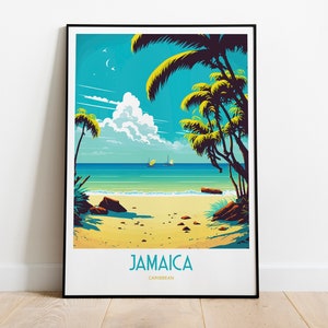 Jamaica Island Travel Print | Caribbean Travel Art | Tropical Caribbean Travel Print | Jamaica Travel Art | Jamaica Palm Trees Travel Poster