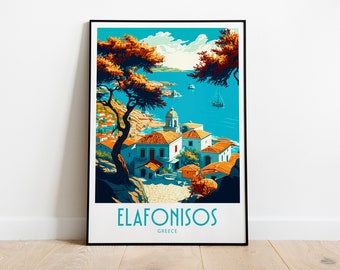 Elafonisos Travel Print Wall Art Elafonisos Greece Wall Hanging Home Decoration Elafonisos Greece Gift Art Lovers Art Elafonisos Greece Art