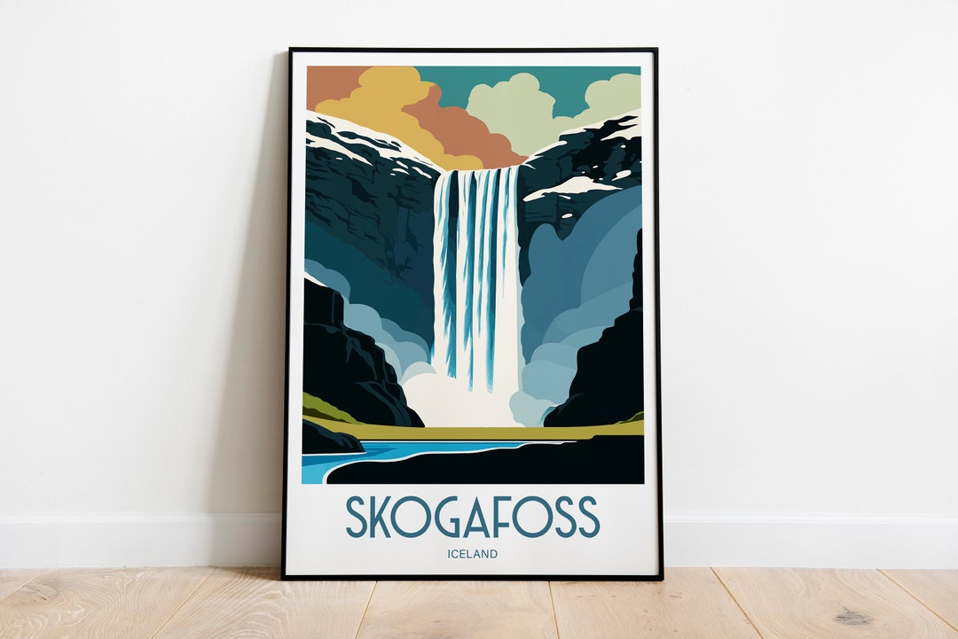 Skogafoss Iceland Travel Print Wall Art Skogafoss Travel Poster Gift ...