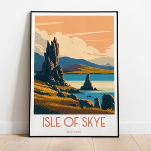 Póster de viaje a la isla de Skye para regalo de cumpleaños a la isla de Skye para amantes de la impresión de viajes Póster de viaje a Escocia para regalo de cumpleaños a la isla de Skye