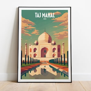 Taj Mahal India Travel Print | Agra Travel Poster | Taj Mahal Travel Print | Indian Print | Taj Agra Indian Travel Poster