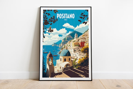 Positano Italy Travel Print | Positano Italy Travel Poster | Italian Travel Print | Positano Retro Print | Positano Village Travel Poster