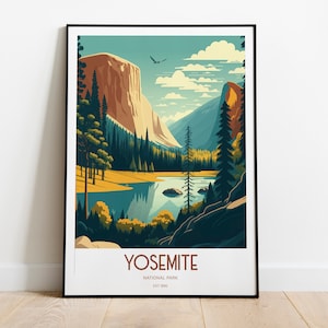 Yosemite National Park Travel Print | National Park Travel Art | Yosemite Travel Print | USA National Park | Yosemite Travel Poster
