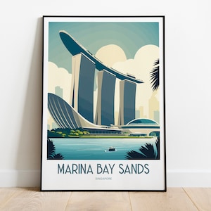 Marina Bay Sands Travel Print | Singapore Travel Poster | Marina Bay Sands Travel Print | Singapore Print | Singapore Hotel Travel Poster