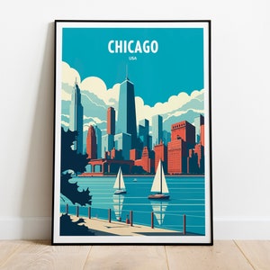 Chicago Travel Print Wall Art Chicago USA Wall Hanging Home Decoration Chicago Gift Art Lovers Wall Art Print Art Chicago Wall Print Chicago