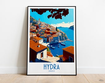 Hydra Travel Print Wall Art Hydra Greece Wall Hanging Home Decoration Hydra Greece Gift For Art Lovers Hydra Greece Decor Hydra Gift