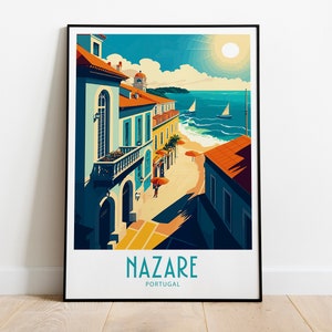 Nazare Travel Print Wall Art Nazare  Spain Wall Hanging Home Decoration Nazare Spain Gift Art Lovers Wall Art Print Nazare Spain Scenic Art