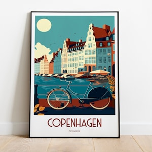 Copenhagen Denmark Travel Print Poster HouseWarming Copenhagen Gift Copenhagen Illustration Travel Poster Gift Copenhagen Print