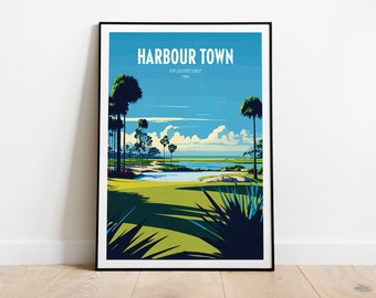 Harbour Town Golf Travel Print | Golf Course Travel Art | Harbour Town Travel Print | Famous Golf Course Print | Golf Course Travel Poster