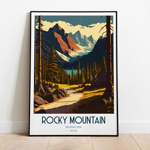 Rocky Mountain National Park Travel Print | National Park Travel Art | Rocky Mountain Travel Print | USA National Park | Rocky Travel Poster