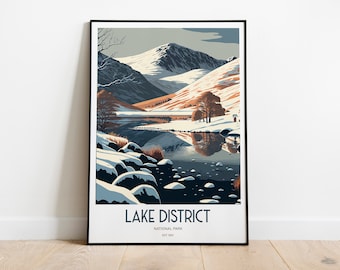 Lake Distrikt National Park UK Reise Druck | UK Nationalpark Reisekunst | Lake Distrikt Posterdruck | Seenplatte Reiseposter