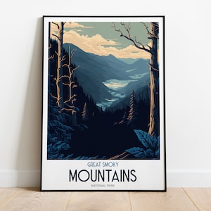 Smoky Mountains National Park Travel Print | National Park Travel Art | Smoky Mountains Travel Print | USA National Park | Travel Poster