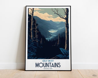 Smoky Mountains Nationalpark Reise-Druck | Nationalpark Reise Kunst | Smoky Mountains Reisedruck | USA Nationalpark | Reise Poster