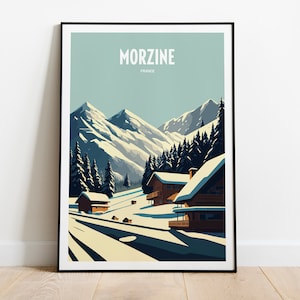 Morzine Travel Print | Morzine Resort Travel Art | Skiing Travel Print | Skiing Mountain Peak | Skiing Travel Poster