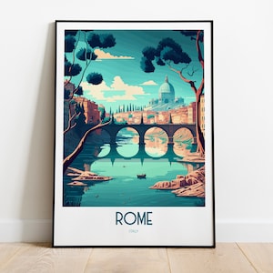 Rome River Travel Print | St. Peter&#39;s Basilica River Travel Art | Rome Bridge Travel Print | Rome Thames | St. Peter&#39;s Basilica Poster
