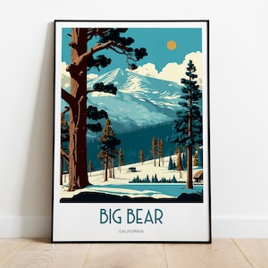Póster de viaje de Big Bear Resort, regalo de inauguración de la casa en Big Bear Resort, póster de esquí, regalo de Big Bear Resort, impresión de Big Bear Resort, regalo para amantes del esquí