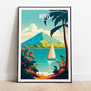 Nevis Print | Caribbean Poster | Nevis Caribbean | Caribbean Art | Caribbean Wall Art | Caribbean Travel | Caribbean Decor | Palm Tree Print