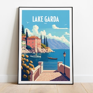 Lake Garda Italy Travel Print | Lake Garda Seaside Travel Art | Lake Garda Travel Print | Italy Landmark Print | Lake Garda Travel Poster