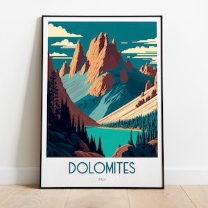 Dolomites Poster | Dolomites Print | Dolomites | Dolomites Wall Art | Italy Poster | Italy Travel Poster | Italy Artwork | Dolomites Italy