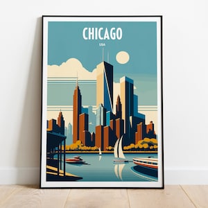 Chicago Travel Print Wall Art Chicago Wall Hanging Home Decoration Chicago Gift Art Lovers Wall Art Print Art Chicago Wall Print Chicago Art