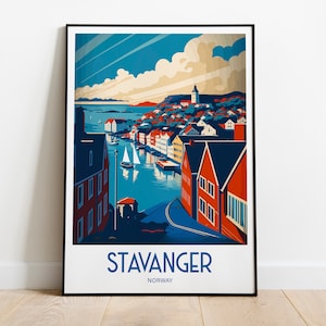 Impresión de viaje de Stavanger Arte de pared Stavanger Noruega Colgante de pared Decoración del hogar Stavanger Noruega Regalo Amantes del arte Impresión de pared Stavanger Scenic