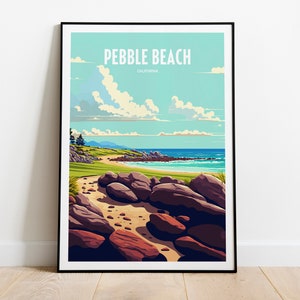 Pebble Beach Golf Links Travel Print | Golf Course Travel Art | Pebble Beach Travel Print | Famous Golf Course Print | Golf Travel Poster