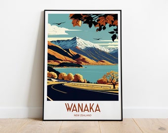 Wanaka New Zealand Travel Print Wall Art Wanaka Travel Poster Gift For New Zealand Scenery Wall Art Wanaka Wall Art Gift Wanaka Travel Print