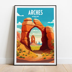 Arches National Park Reisedruck | Nationalpark Reise Kunst | Arches Travel Print | USA Nationalpark | Arches Wüsten Reise Poster