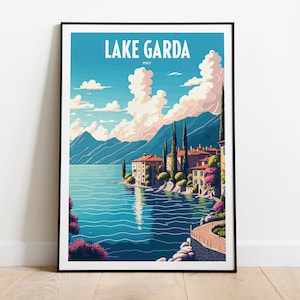 Lake Garda Italy Travel Print | Lake Garda Seaside Travel Art | Lake Garda Travel Print | Italy Landmark Print | Lake Garda Travel Poster