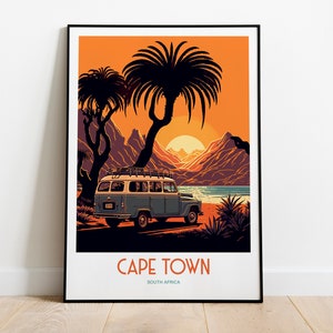 Cape Town South Africa Travel Print | Cape Town Sunset Travel Art | Cape Town Coast Travel Print | South Africa Coastal | Travel Poster