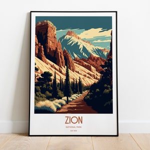 Zion National Park Travel Print | National Park Travel Art | Zion Travel Print | USA National Park | Zion Travel Poster