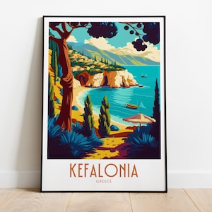 Stampa da parete di viaggio di Cefalonia Arte da parete di Cefalonia Grecia Decorazione per la casa di Cefalonia Grecia Regalo per amanti dell'arte Arte di Cefalonia Grecia Decorazione