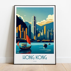 Hong Kong Travel Print Poster HouseWarming Hong Kong Gift Skyline Travel Poster Gift Hong Kong Print Hong Kong Gift Hong Kong Cityscape